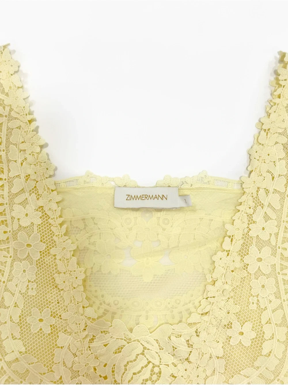 Zimmermann Boho pastel yellow lace top in linen | Size 1/S - Picture 7 of 9